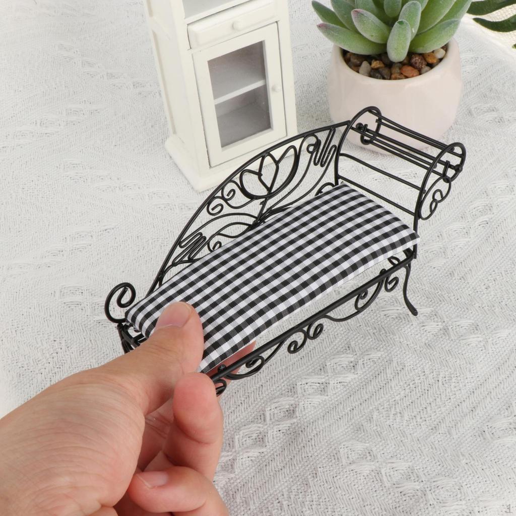 1/12 Dollhouse Couch Sofa Miniature Bench Scene Ornament Collectible Landscape Simulation