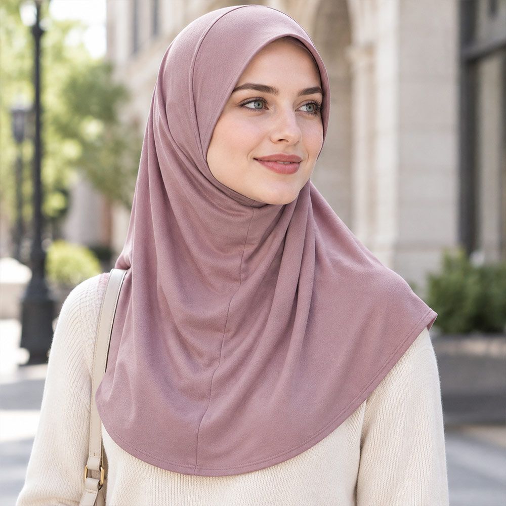 Stretch Fabric Hijab Cap Pull-On Slip-On Headscarf New Neck Cover Outdoor