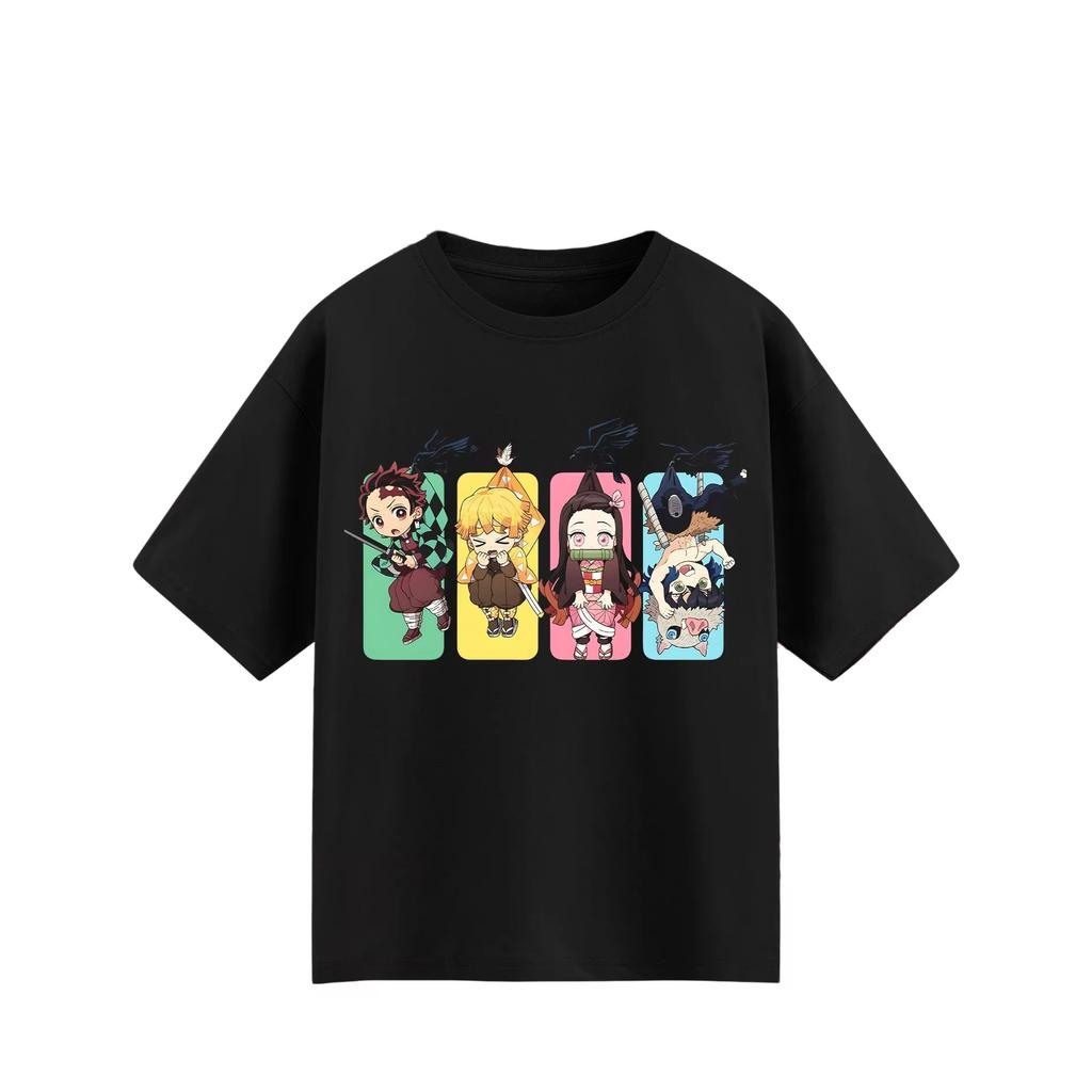 Anime Demon Slayer Cartoon T-shirt Men and Women Summer Cotton Clothing Fashion Breathable Anime Fans Short Sleeve Tops Unisex