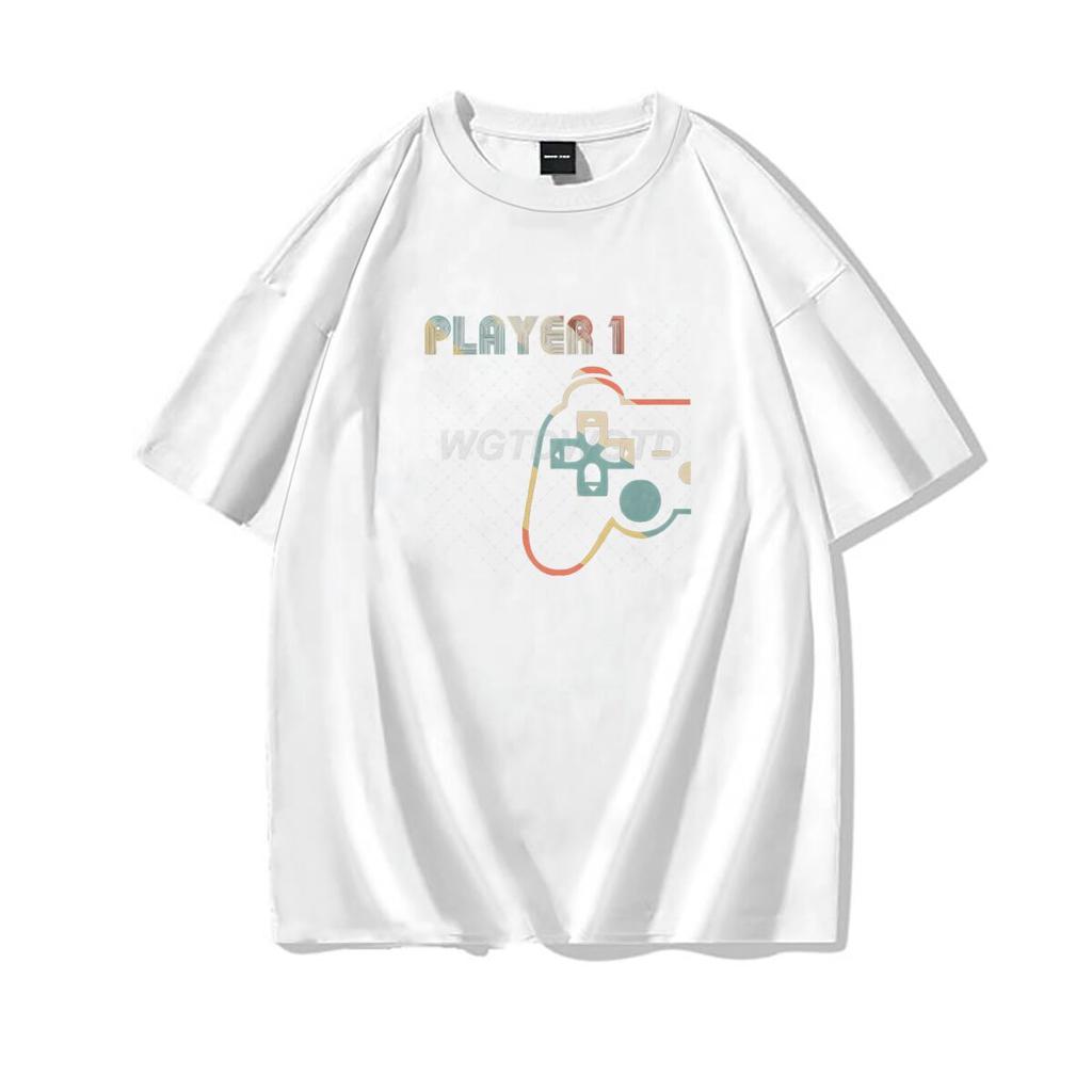 Matching Video Gamers Couple Player 1 Player 2 Tshirt Valentines Day Gifts Funny Matching Couples Short Sleeves Casual Tops