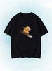 Funny Snowboarding Hamster Animal Print Tshirt Cute Meme Loose Short Sleeve Casual Summer Top For Unisex Daily