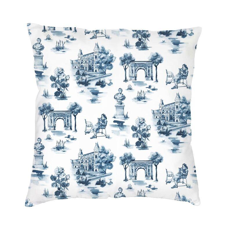 Red And White Toile De Jouy Cushion Covers Sofa Home Decor Square Throw Pillow Cover 45x45cm
