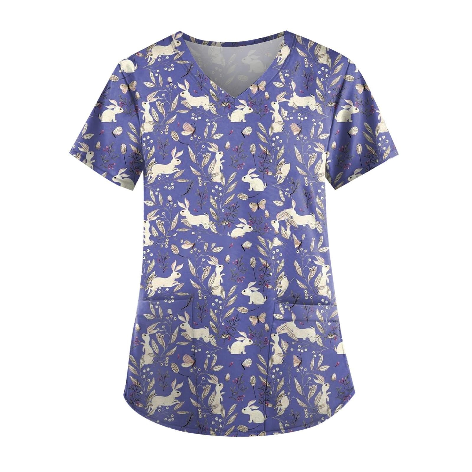 

Женская рабочая униформа с цветочным принтом, короткий рукав, V-образный вырез, футболка, топы, женская блузка, рабочая одежда для медсестер, клиническая униформа, размер XXS-6XL 6XL