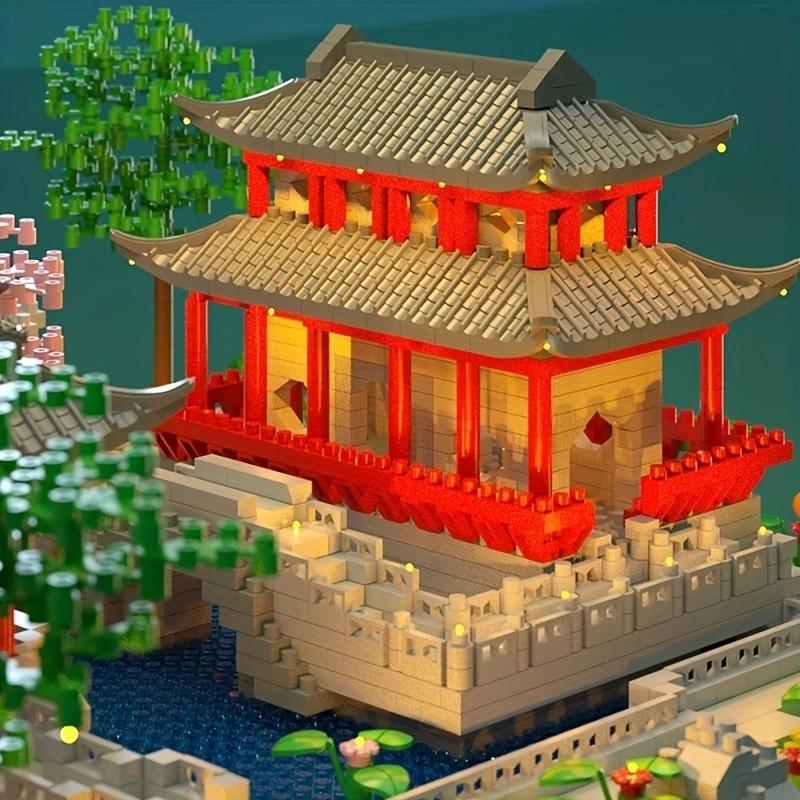 Suzhou Garden Chinese Classic Building Microparticle Building Block Model Decoration Educational Toys