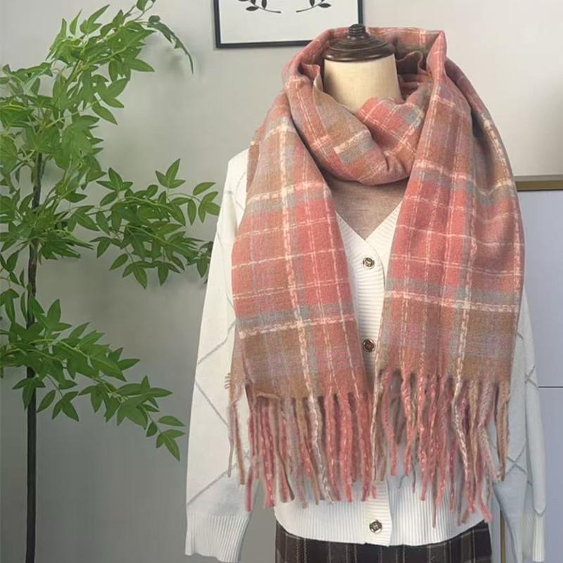 Hochwertiger Schal im koreanischen Stil mit Karomuster: Warmer, verdickter Kaschmir-ähnlicher Schal für Studenten und Paare