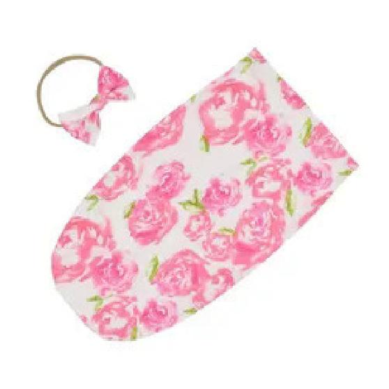 

Спальный мешок с защитой от ударов для младенцев, 2 шт., повязка на голову с бантом, комплект для новорожденных, больничный кокон, пеленание