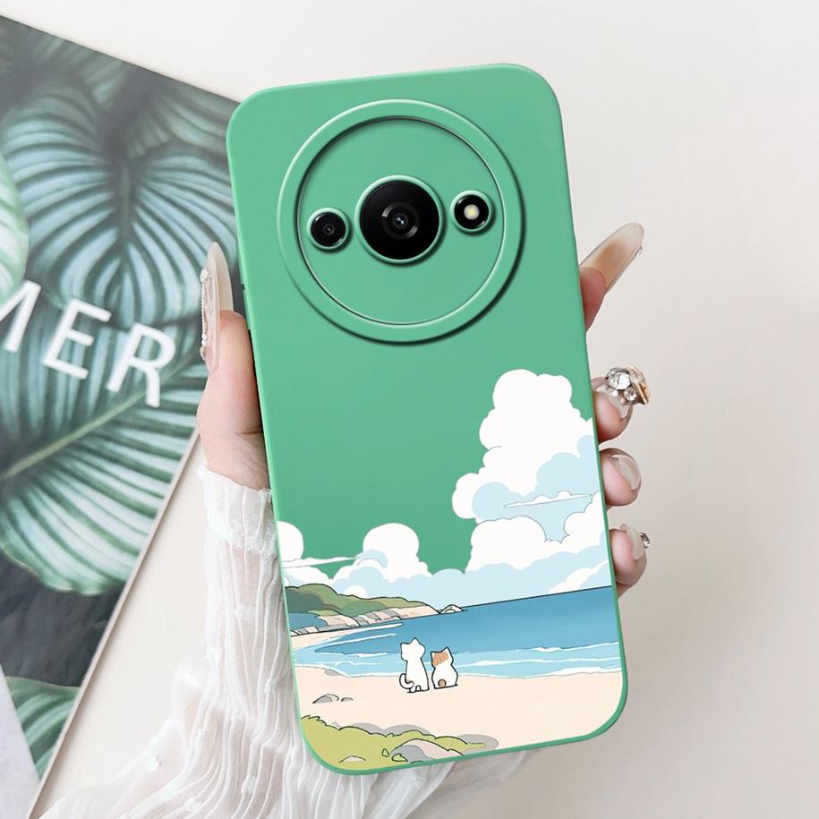 Für Xiaomi Redmi A3 Hülle 2024 Neue Mode Blume Quadratisch Silikon Kameraobjektiv Schutzabdeckung Für Xiaomi Poco C61 RedmiA3 Stoßstange