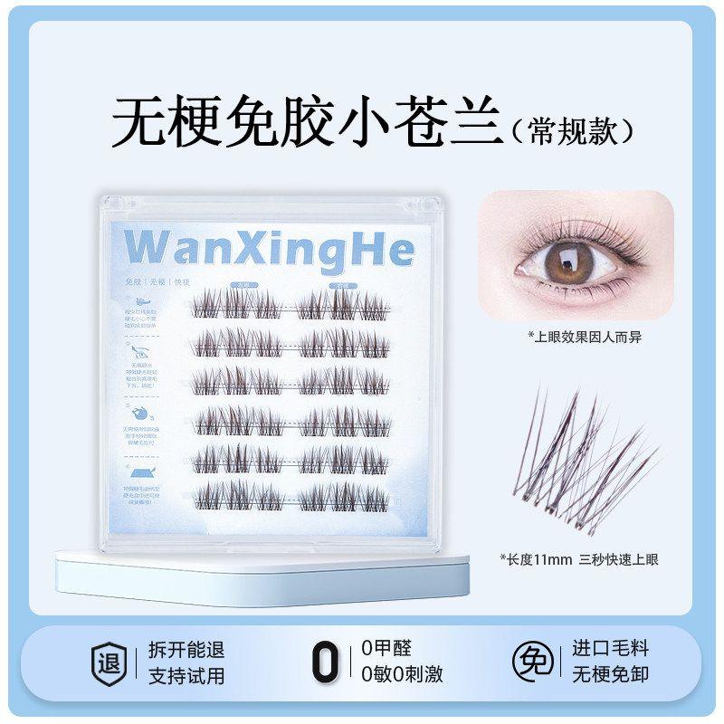 

Stemless, Glue-Free Black-Brown Freesia False Eyelashes, Ultra-Natural Beginner-Friendly Segmented Eyelashes, Clear and Airy Eyelashes Natural Style [One Box Without Tools] 11 mm