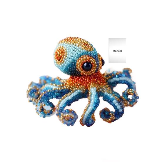 Oktopus Perlenstickerei Set DIY Meerestiere Bastelset mit Vollfarbiger Anleitung Perlenstickerei Starterset Geschenk für Bastelliebhaber Anfänger