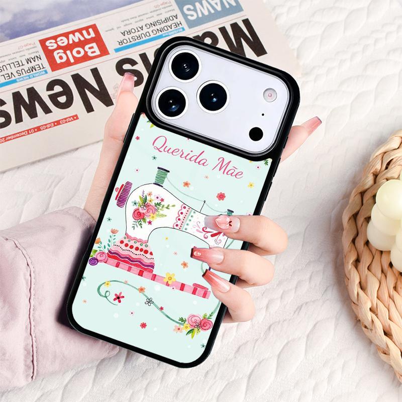 Sewing Machine Pattern Phone Case For IPhone 17 16e 15 14 13 12 11 Pro Max Air Mini Soft Protective Cover