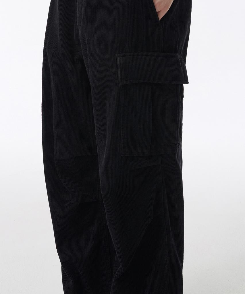 MUSINSA STANDARD Corduroy Parachute Cargo Pants [Black]