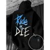 Felpa con cappuccio da uomo con stampa lettering Ride or Die Pullover per adulti Felpa Street Casual Comoda Hip-Hop Manica Lunga