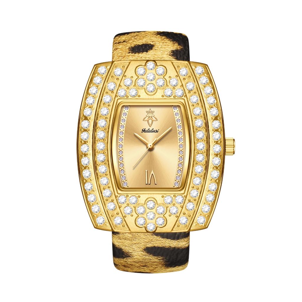 YaLaLuSi Marke Retro Damen-Quarz-Uhr Leopardenarmband Stilvoll und Wild Kostenloses Wischtuch Geschenkbox