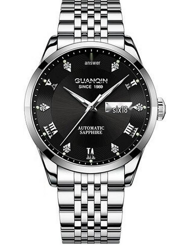 Guanqin Men's Luxury Automatic Waterproof Stainless Steel Watch