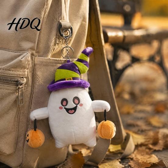Cute Ghost Keychain Pendant Halloween Plush Keychain Spooky Stuffed Toy for Backpack Gift Party Keys Soft Mini Doll Bag Charm Festive Kids