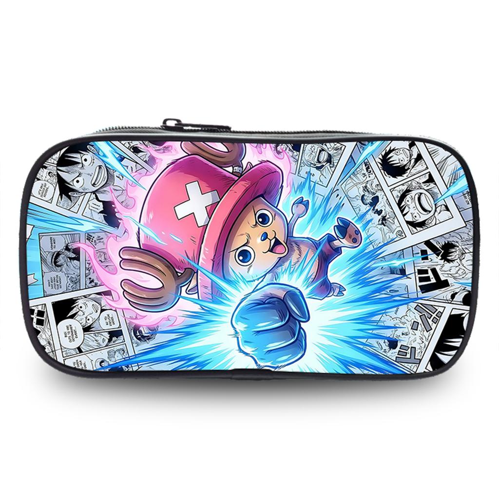 One Piece School Double Layer Pencil Case Large Capacity Durable Stationery Bag Lightweight Unisex Pen Pouch for Boys Girls 6-10