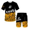 Naruto vyrų moteriškas madingas kostiumas trumpomis rankovėmis marškinėliai + šortai, sportiniai kostiumai, 2 dalių rinkinys