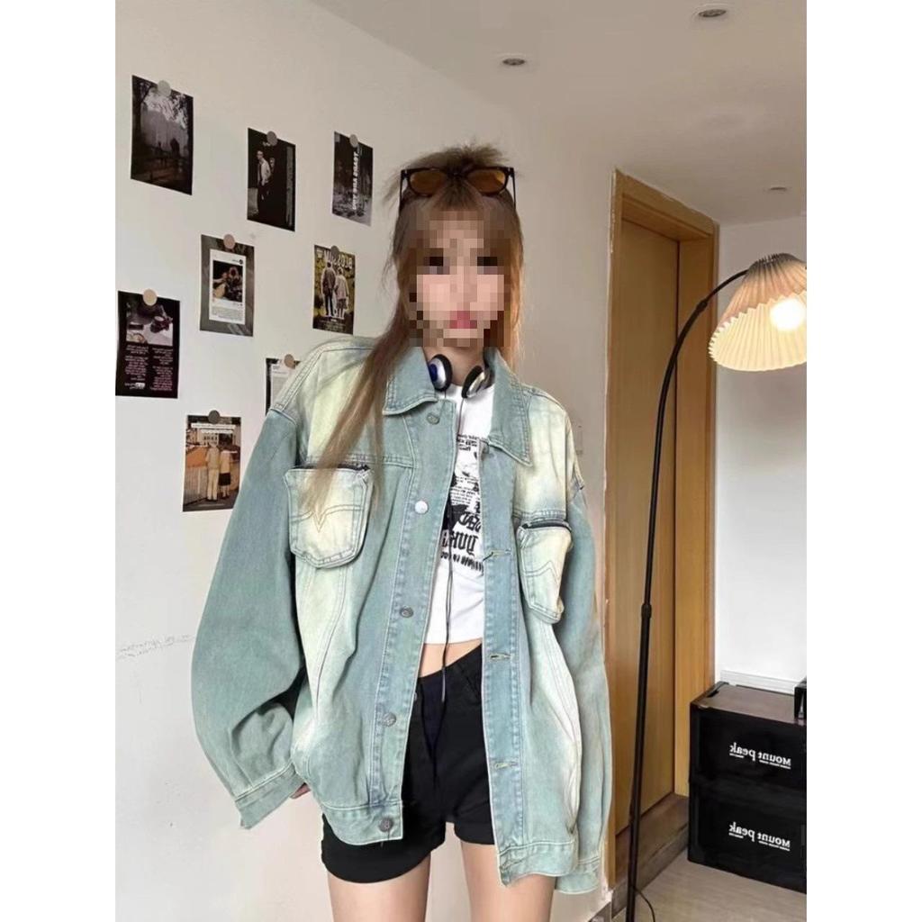 Unisex Retro Denim Motorcycle Jacket: Autumn/Winter Casual Trend, Loose Fit with Lapel
