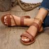 2024 Hot Selling Women's Sandals Daily Sandals Temperament Women's Thin Strap Solid Color Flat Bottom Large Size Sandals