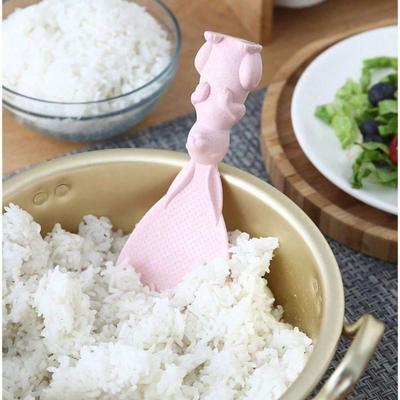 1PC Cute Rabbit Rice Spoon  Heatproof Plastic Scoop For Kitchen/Camping, Non-Stick Vertical Handle ,18cm