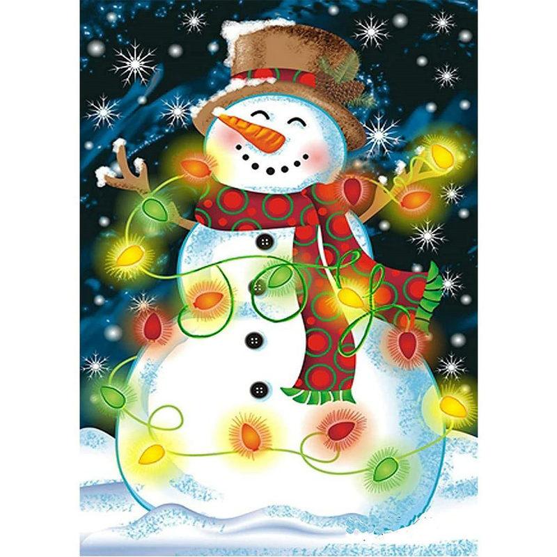 New 5D Diamond Painted Full Diamond Interior Decoration Snowman Santa Diy Painted Round Diamond Handmade
