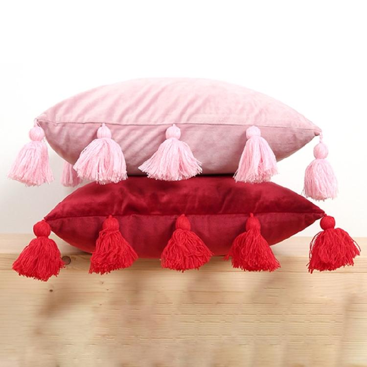 Bohemian Elegance Velvets Cushions Cover with Soft Tassels for Sofa and Bedroom Enhancement