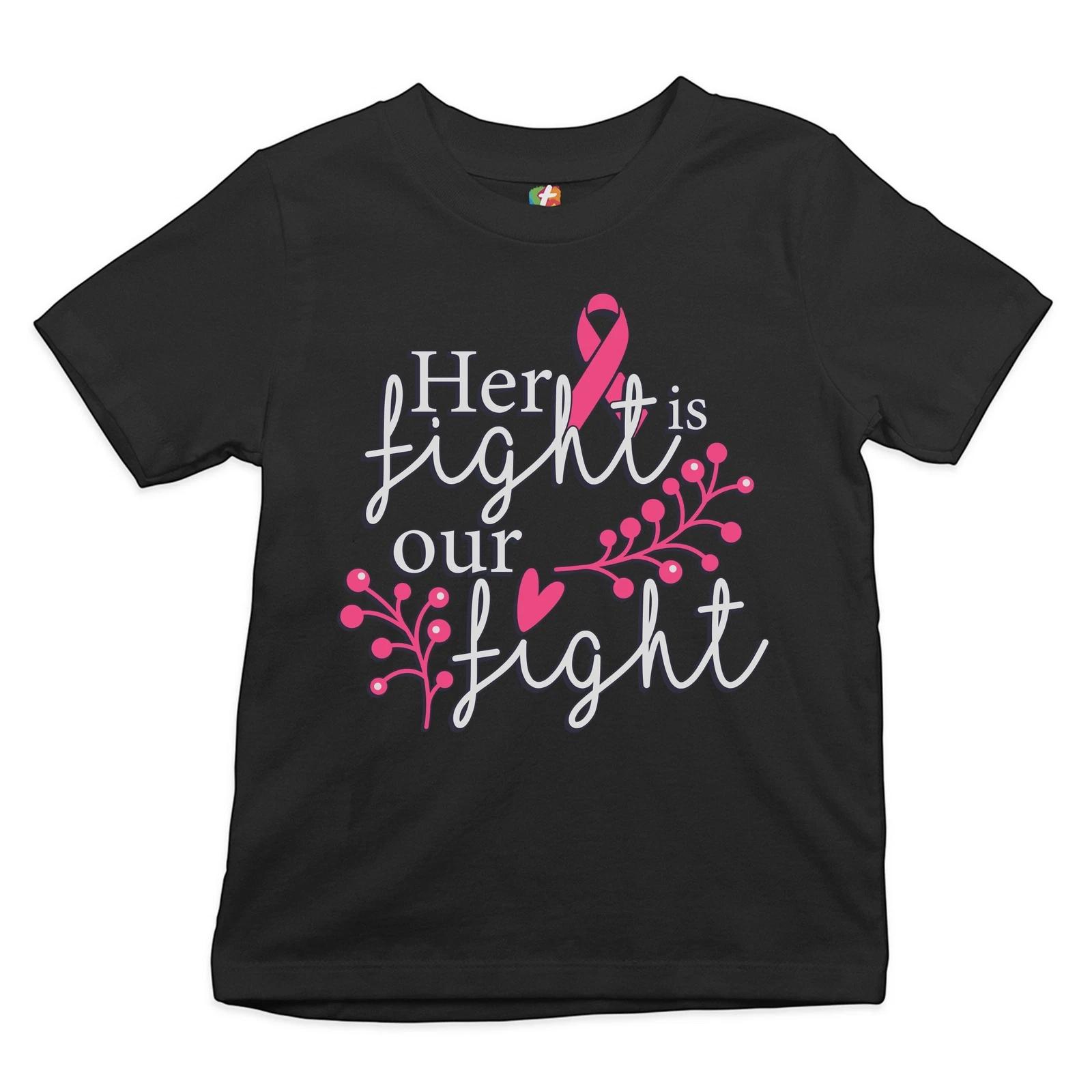 Her Fight Is Our Fight Youth kids boys T-Shirt Breast Cancer Support Pink Ribbon Kids 100