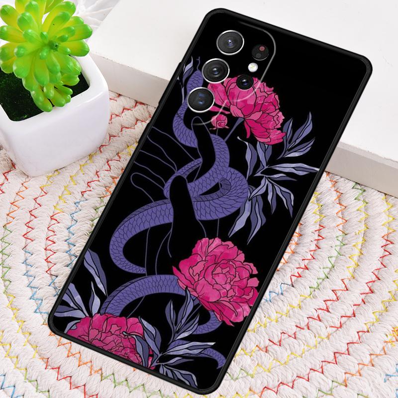 Fashion Snake Flower Phone Case for Samsung Galaxy Note 10 Pro S26 Ultra S23 S24 FE S25 S21 S22 PLUS Shockproof Cove