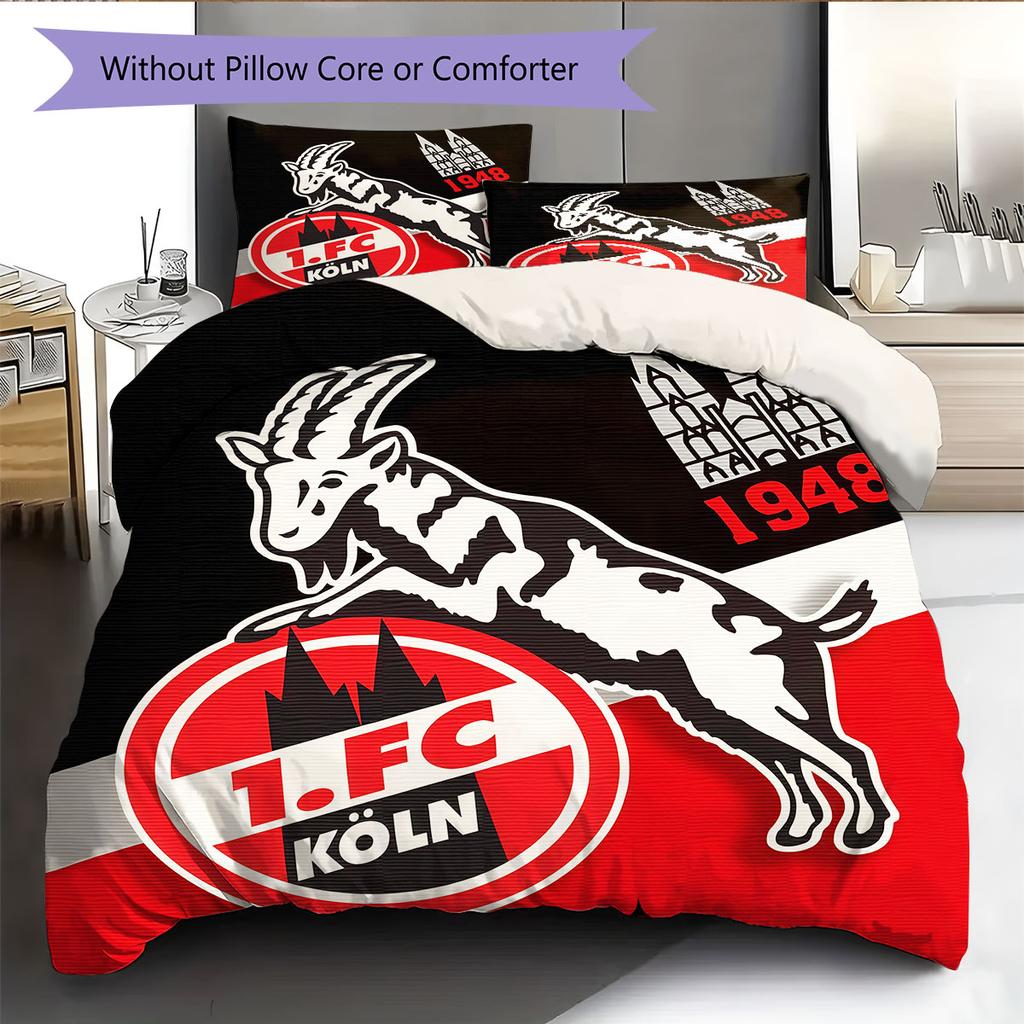 Biancheria da letto con motivo logo FC Köln Decorazione per la casa Regalo di compleanno ( 1 copripiumino + 2 federe, senza imbottitura),merchandising per fan.