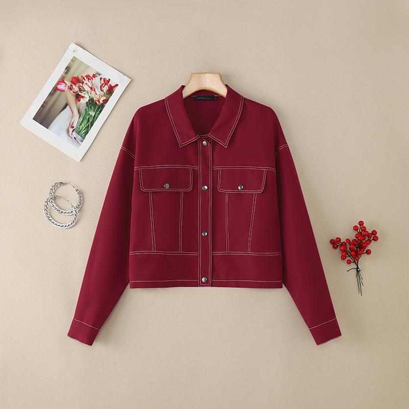 

ZANZEA Женская повседневная блузка с отложным воротником и длинными рукавами XL красный