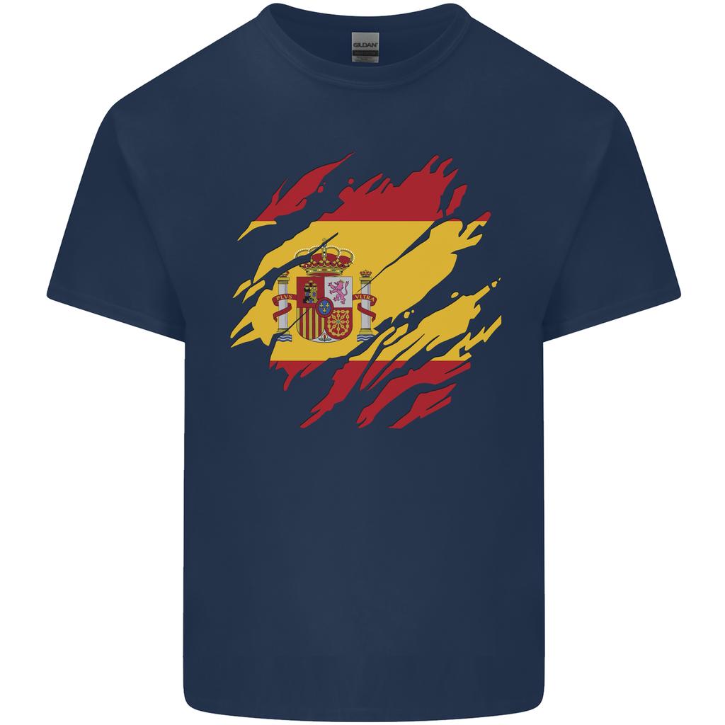 Torn Spain Flag Spanish Day Football Unisexs Light Cotton TShirt