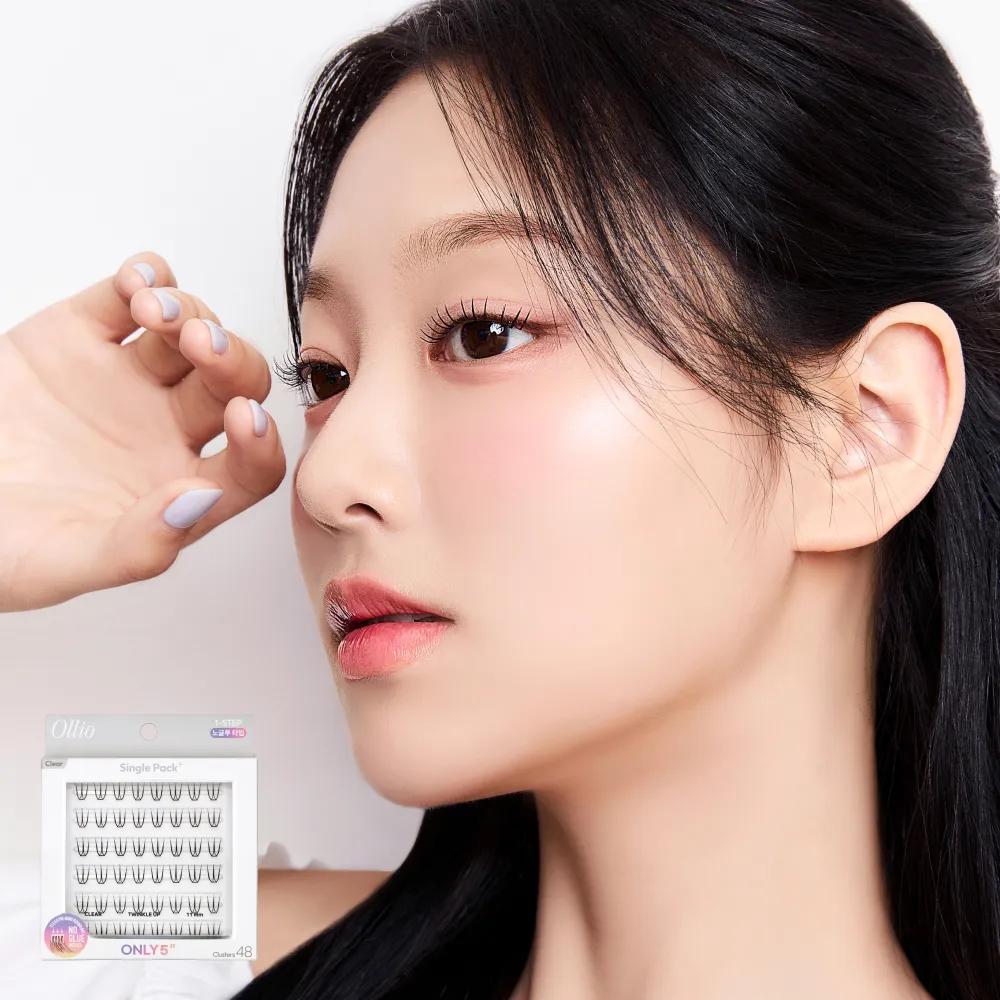 Ollio No Glue Eyelash #Clear [Single PACK Plus] (Short/Wide) (48pcs/36pcs) [Wide] 11mm 36pcs