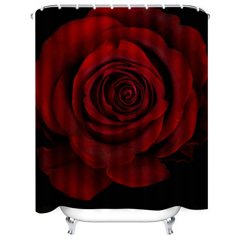 Bold Red Rose Shower Curtain - Dramatic Floral Design For A Waterproof And Stylish Bathroom Dcor Set