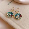 Vintage Drip Oil Floral Earrings: Retro High-End Studs for Women