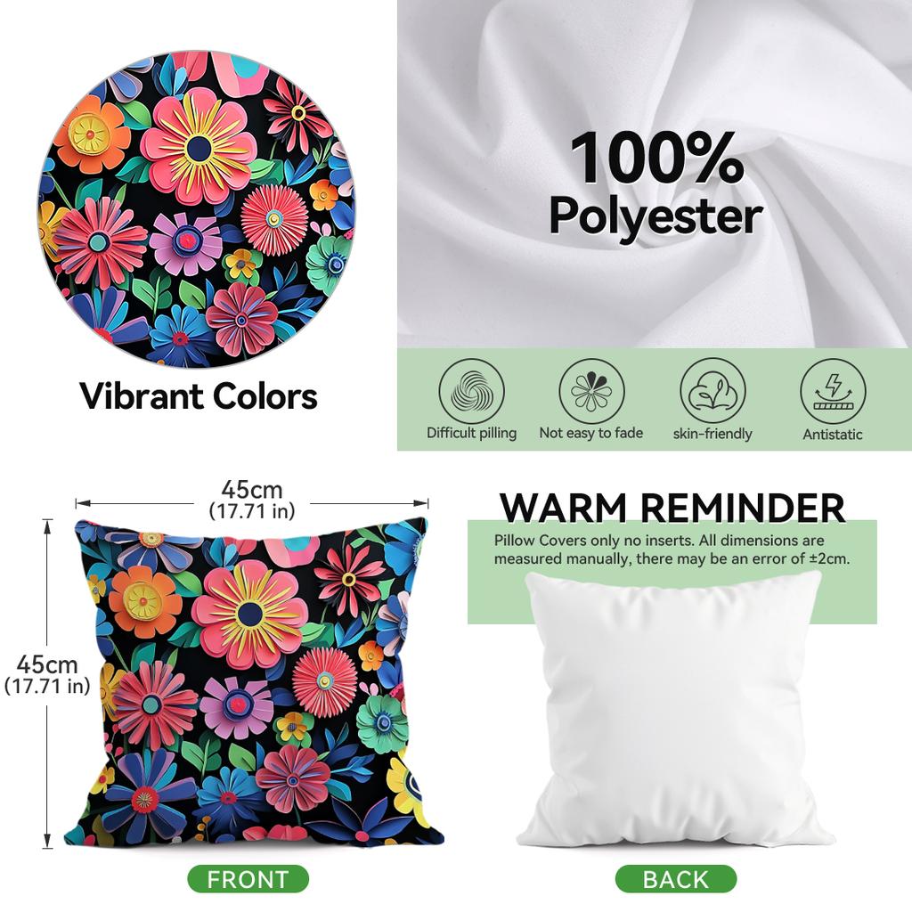 Abstract Flowers Cushion Pillowcase Printed Polyester 45X45Cm Throw Pillowcover Decorative Sofa Cushion Pillowslip Home Decor