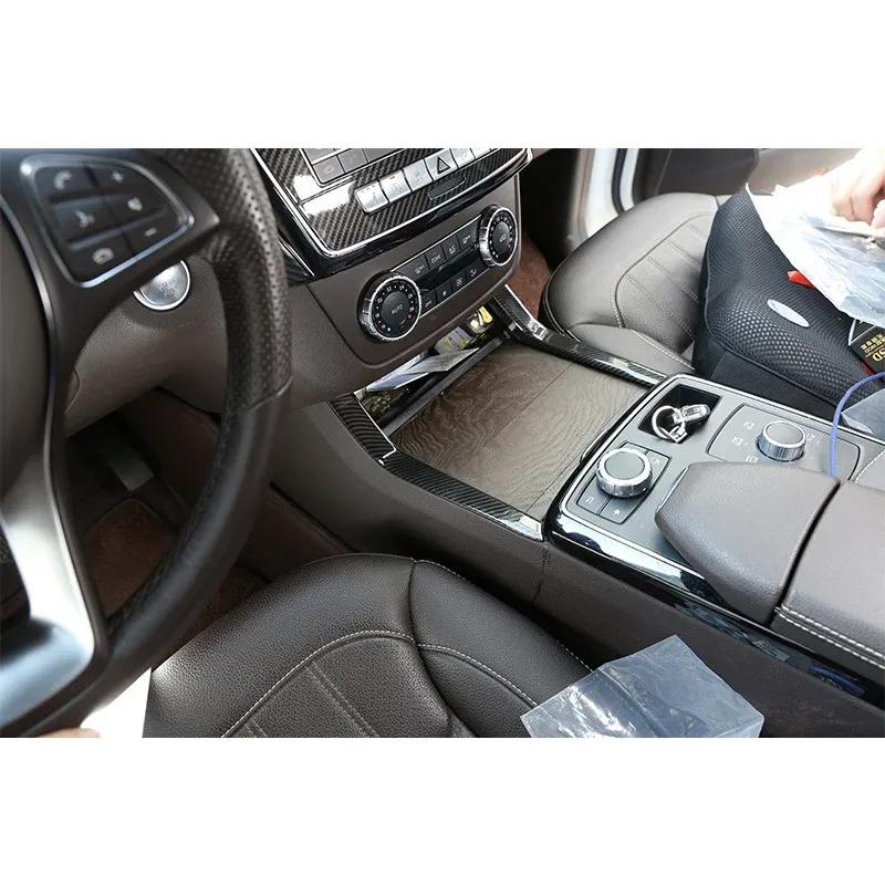 For Mercedes-Benz GL ML GLE GLS Class W166 X166 2pcs Center Gear Shift Side Strip Cup Holder Cover Strip Trim Car Interior