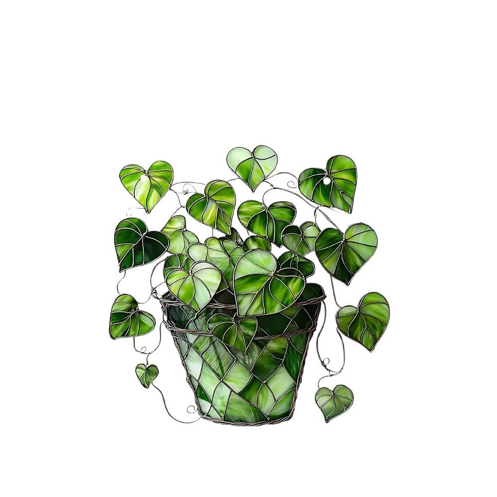 Green Heart Leaf Acrylic Window/Door Hanging Pendant - Decorative Art for Festivals