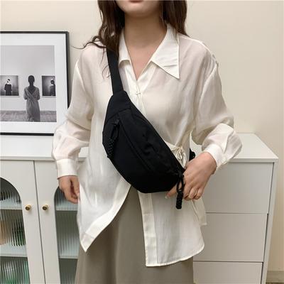 Canvas Small Bag for Women New Simple and Versatile Sports Chest Bag Large Capacity Student Small Shoulder Bag Casual Waist Bag