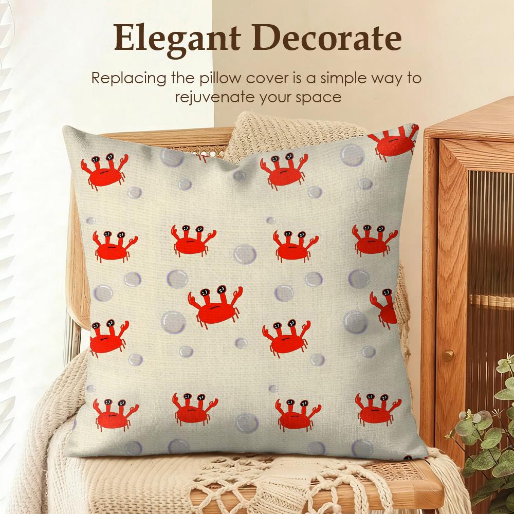 Shrimp and crab pattern Cushion Cover Natural Linen Organic Fabric DoubleSided Printing Sofa Home Decor Gift Pillow Case