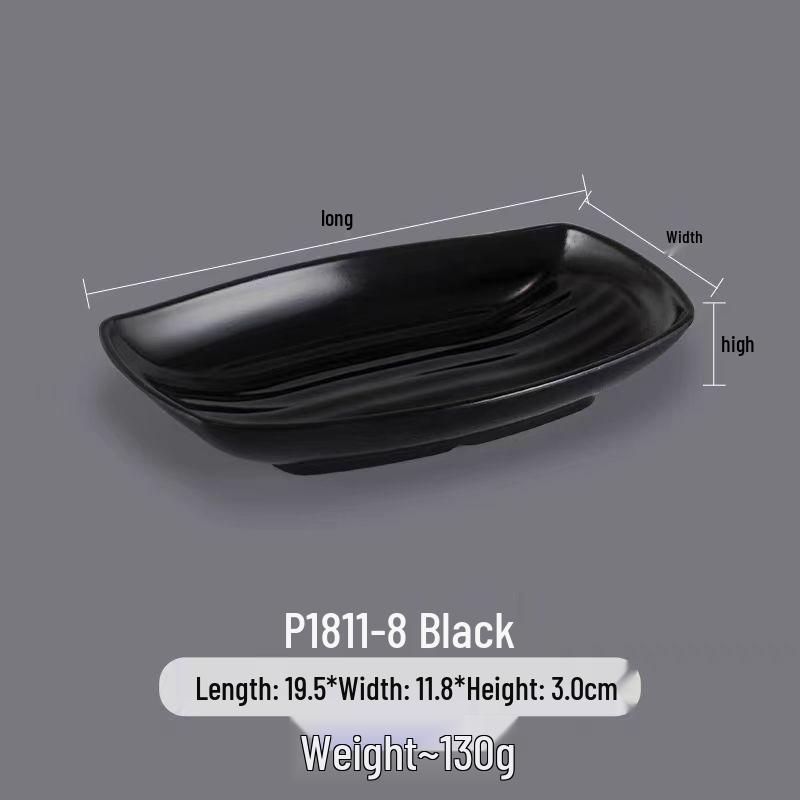 Melamine Rectangular Dinner Plate for Hot Pot, BBQ, and Cold Dishes - Porcelain-Look Restaurant Plate.