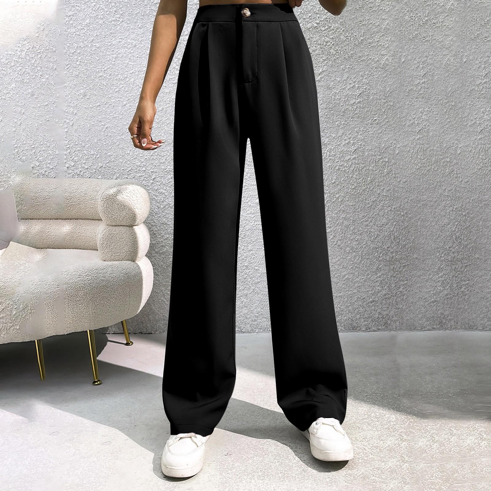 

Женский костюм, широкие брюки, женские, с высокой талией, свободные, прямые, утягивающие, повседневные, для уборки XXL чёрный