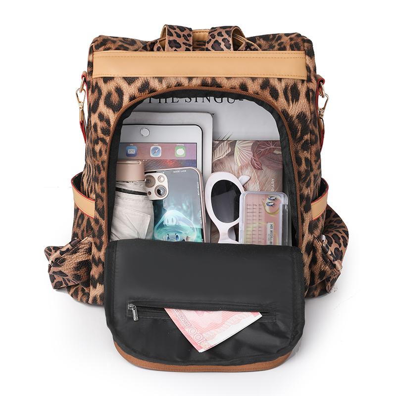 Rucksack mit Leopardenmuster Damen Reise Große Kapazität Diebstahlsicherer Rucksack