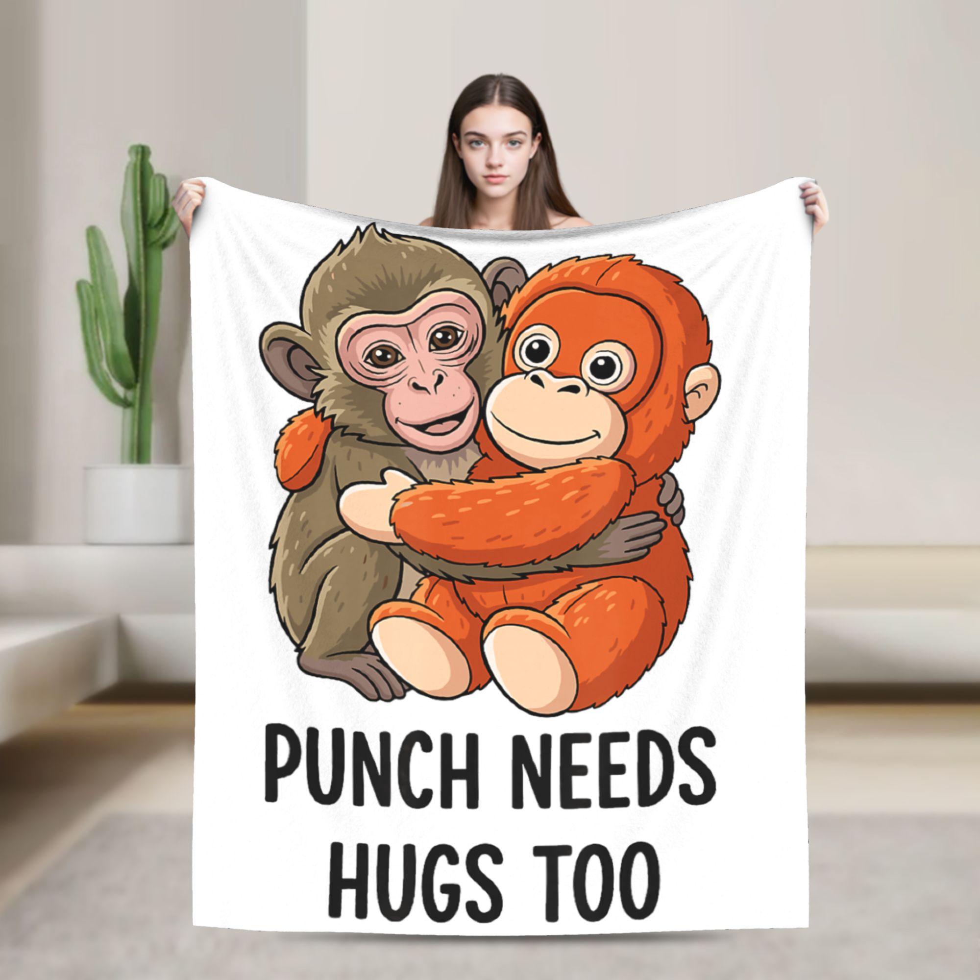 

Retro Cute Monkey Punch Cute Monkey Baby Funny Animal Throw Blanket Super Soft Casual Blanket For Flannel Bedspread Bed Cover 75x100cm (30x40inch)
