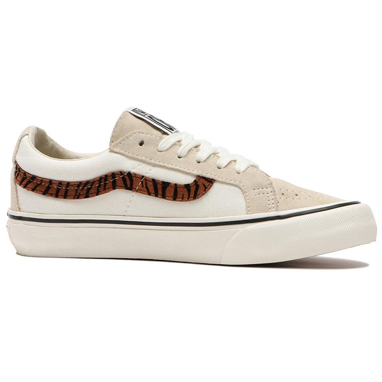 Vans Sk8 Neuauflage Sf Tiger Stripe Patchwork Lässige Low Top Skateschuhe Unisex Sneaker Beige VN0A4UWIA0O