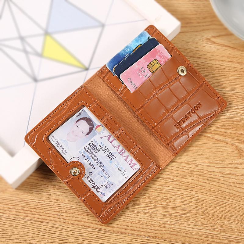 Krátká dámská peněženka z umělé kůže s držákem na více karet, mincovkou, přenosná, jednobarevná, mini peněženka