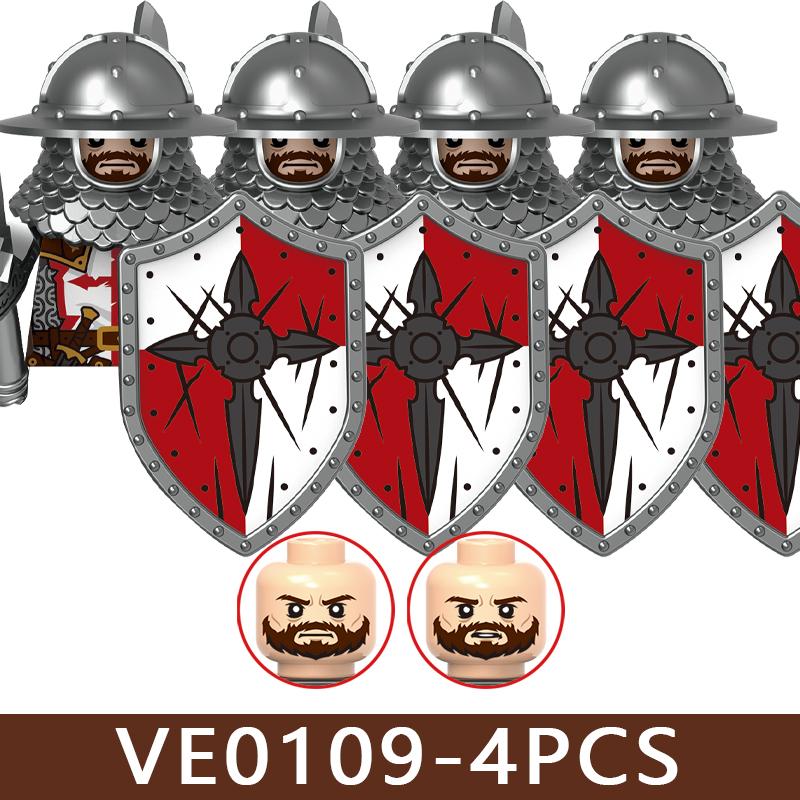 Castello Medievale Cavalieri Soldato Figure Blocchi da Costruzione Fanteria Legione Impero Guerriero Arco Spada Casco Milizia Mattoncini Giocattolo Regali