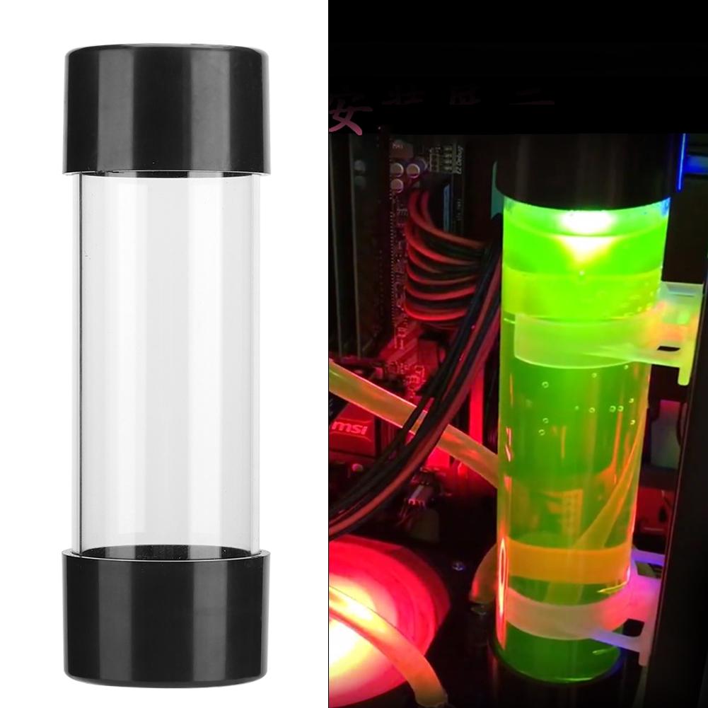 Transparent Cylindrical Computer Water Cooling Water Tank 150MM with G1   4 Thread