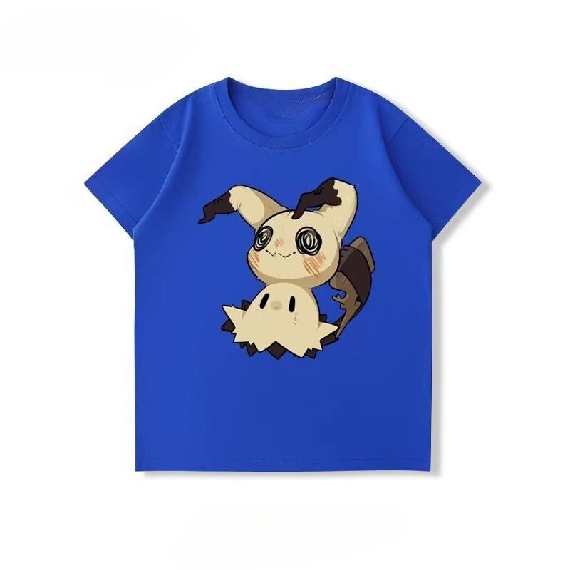 Potdemiel  100 Cotton Childrens Summer New TShirt with Pikachu Print Unisex Comfortable and Breathable Childrens TShirt