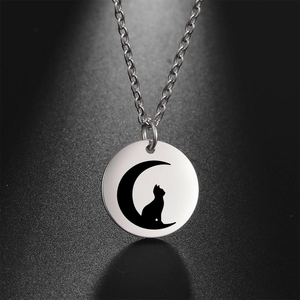 

My Shape Cat Moon Star Round Pendant Necklace Women Girl Gold Color Stainless Steel Aesthetic Necklace Choker Fashion Jewelry