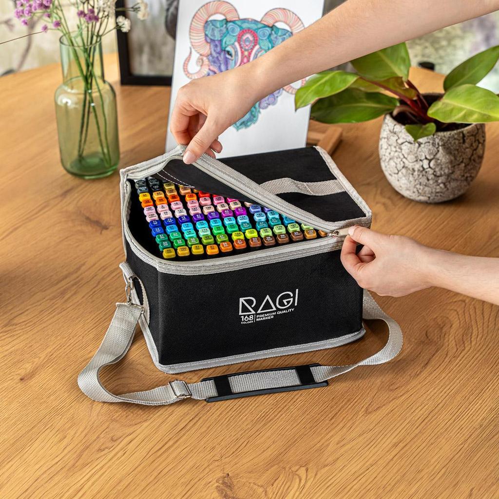 RAGI Alcohol Markers 168 Double-sided Felt-tip Pens, Dual Tip, Professional Artistic Drawing Set